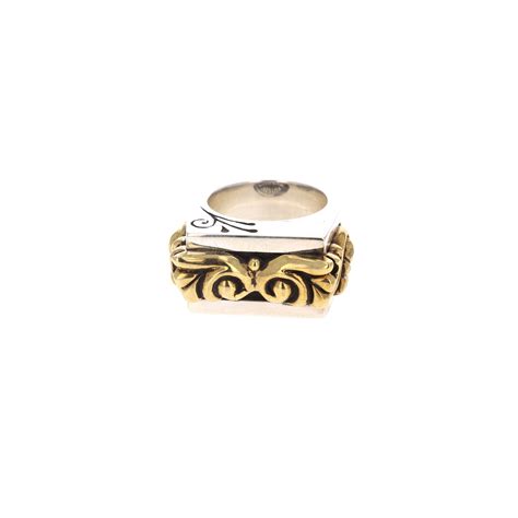 Sterling Silver Squared-Off Gold Scroll Ring – King Baby