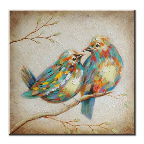 Oil Paintings Canvas Wall Art Cute Lovely Birds Animal Painting Abstract Decorative Artwork Wall ...