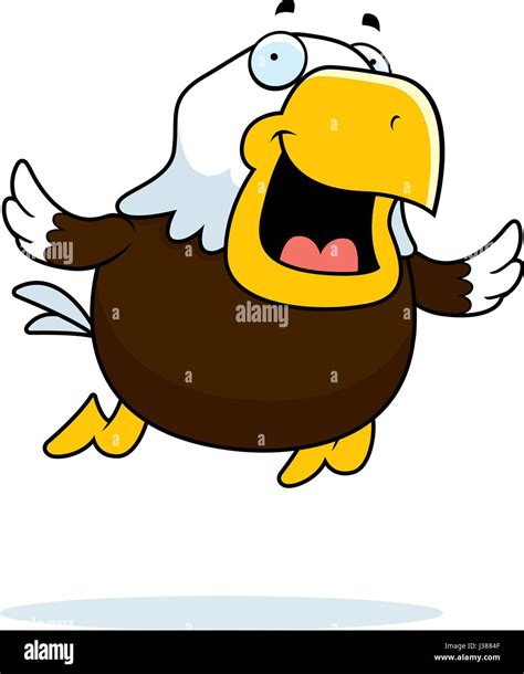 An illustration of a cartoon bald eagle flying and smiling Stock Vector ...