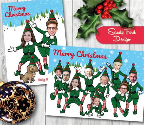 Personalized Family Christmas Card, Funny Photo Christmas Card Christmas Elves for up to 28 ...