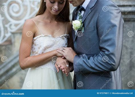 Wedding Couple Holding Hands Stock Image - Image of caucasian, dress ...