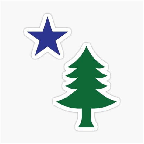 Maine flag vinyl decal Maine flag sticker forest sticker car decal Star and tree sticker water ...