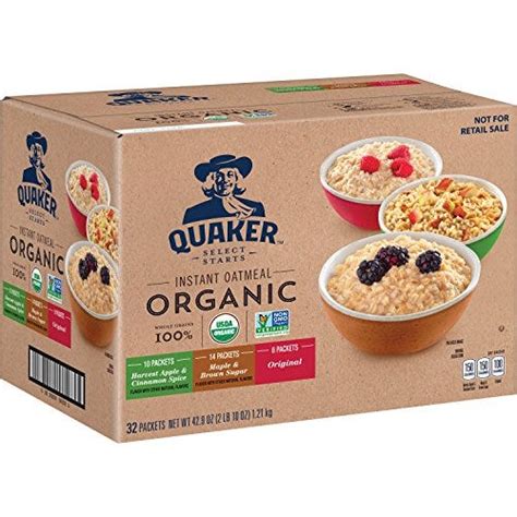 Quaker + Quaker Organic Instant Oatmeal, Variety Pack, 32 Count [Organic Variety Pack]