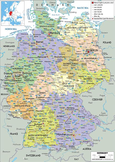 Printable Map Of Germany With Cities And Towns - Teri Abigael