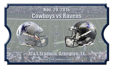 Dallas Cowboys vs Baltimore Ravens Football Tickets | Nov. 20, 2016