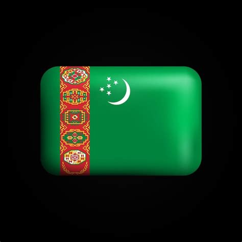 Premium Vector | Turkmenistan flag 3d icon national flag of turkmenistan