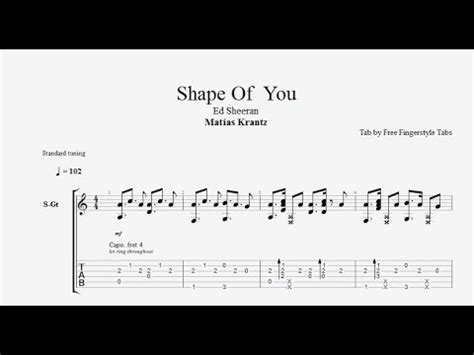 [FREE TABS] Shape Of You - Ed Sheeran by Mattias Krantz - YouTube