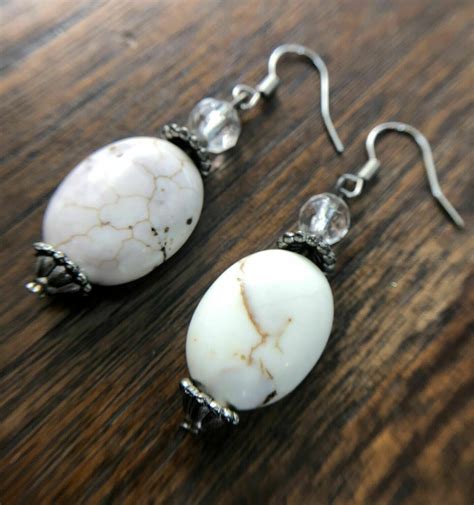 GI270 Sterling Silver, White Stone & Crystal Dangle Earrings