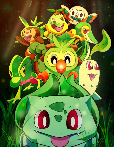 Pokemon: Grass-type Starters by Mariolord07 on DeviantArt