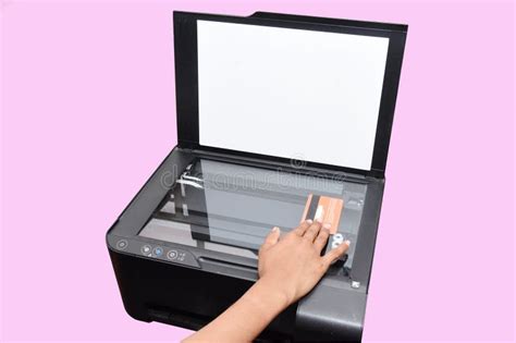 Electronic Zerox Scan Machine with Hand Pink Background Stock Image - Image of pink, person ...