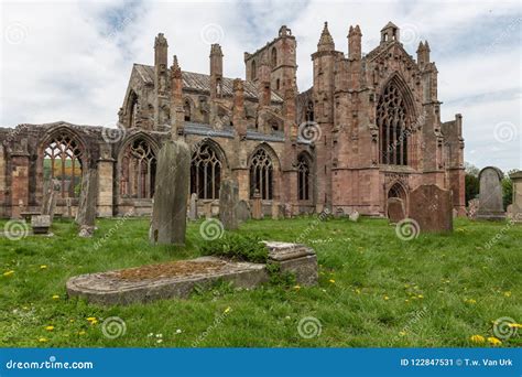 View at Ruins of Melrose Abbey in Scottish Borders. Stock Image - Image ...