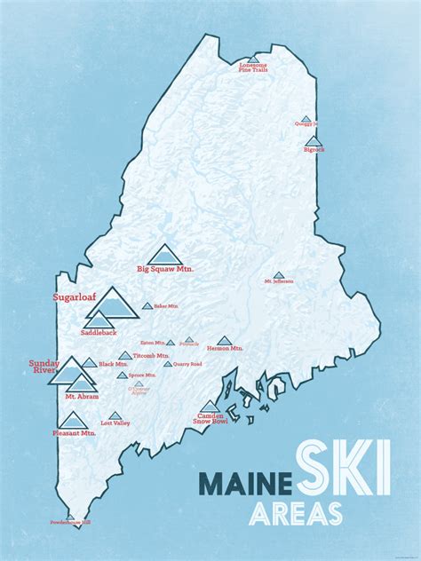 Maine Ski Resorts Map Poster - Best Maps Ever