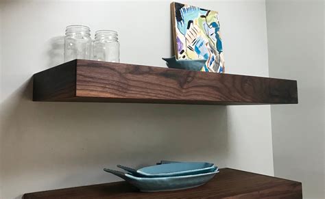 Floating Shelf Walnut kitchen shelf Open kitchen shelves Walnut shelves ...