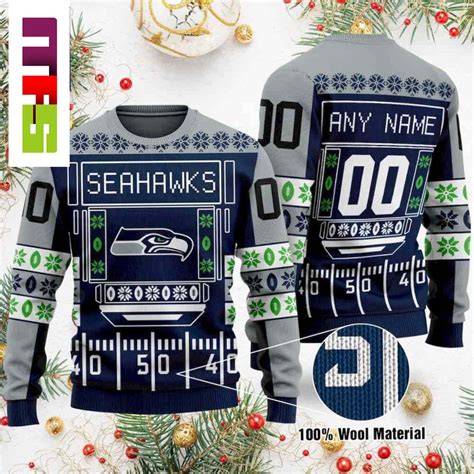 NFL Seattle Seahawks On Black And Gray Background Christmas Ugly Sweater 2023