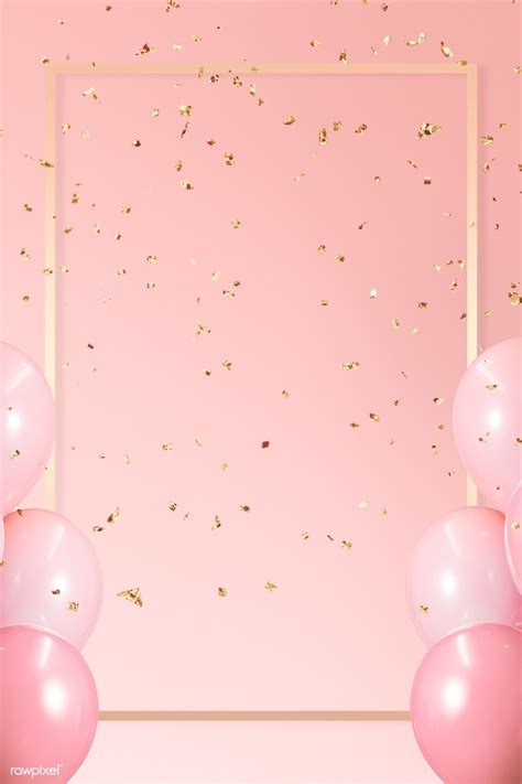 Golden frame balloons on a pink background | premium image by rawpixel.com / HwangMangjoo #pict ...