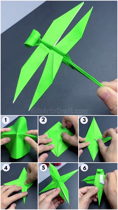 DIY Origami Dragonfly Easy Tutorial for kids - Kids Art & Craft