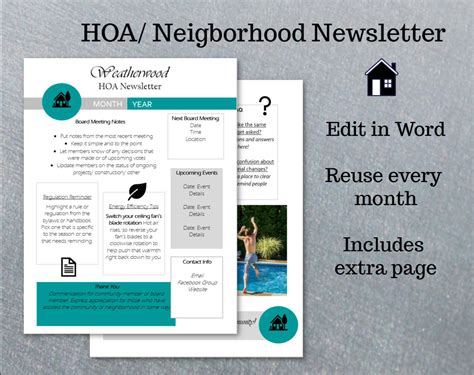 Free Editable Hoa Newsletter Templates