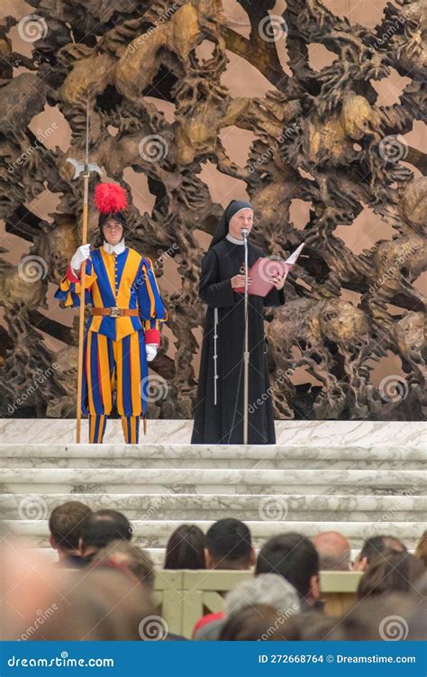 Nun on Stage on Public Papal Audience Inside Paul VI Audience Hall ...