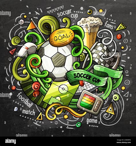 Soccer cartoon vector doodle illustration. Chalkboard design Stock Vector Image & Art - Alamy