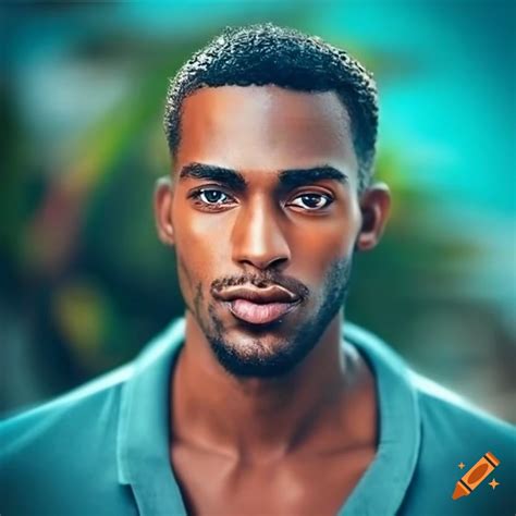 Portrait of a handsome caribbean man on Craiyon