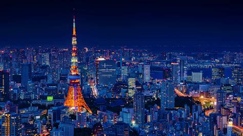 4K Ultra HD Tokyo Tower Night Cityscape Wallpaper