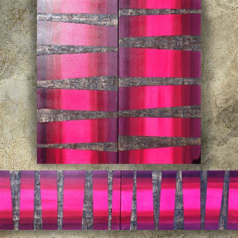 Pink rusty metal Abstract Painting vertical textured wall art A137 Acrylic Original Contemporary ...