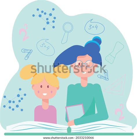 Teacher Student Reading Book School Illustration Stock Vector (Royalty Free) 2033210066 ...