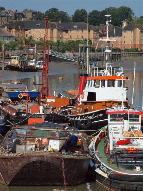 Boats moored on the river medway at Chatham [shared] | Tug boats, Boat, Working boat