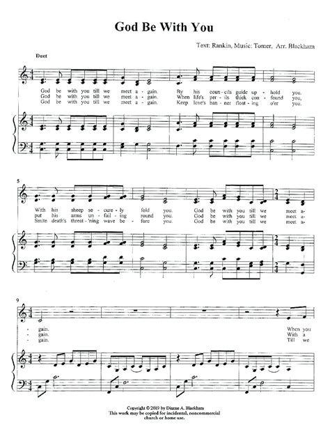 God Be With You (by Dianne A. Blackham -- Duet, SATB, SSAB)