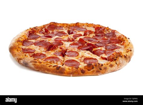 Pepperoni pizza on a white background Stock Photo - Alamy