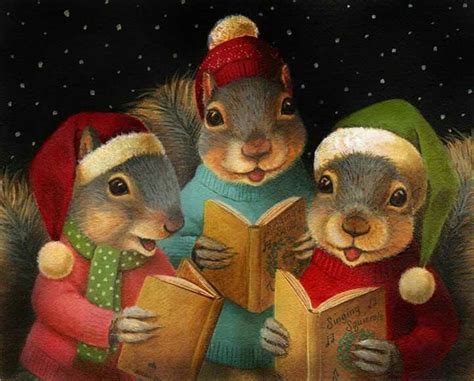 Christmas carolers! | Christmas animals, Squirrel art, Squirrel funny