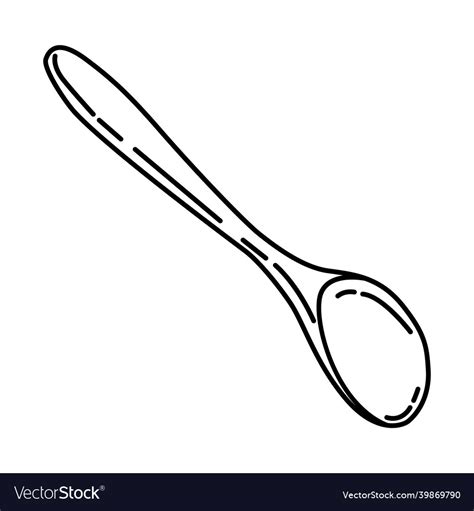 Wooden spoon icon doodle hand drawn or outline Vector Image