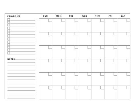 BLANK Calendar Planner Printable PDF, Undated Perpetual Calendar, Todo ...