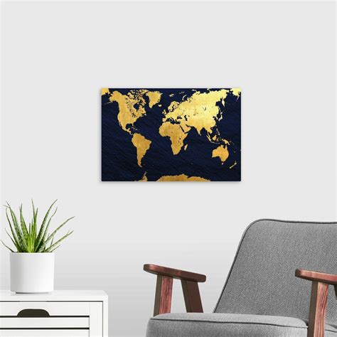 Gold Foil World Map Wall Art, Canvas Prints, Framed Prints, Wall Peels ...