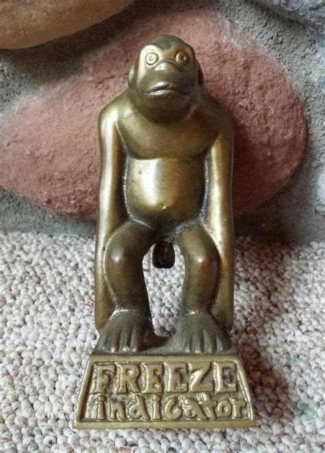 Solid Brass Monkey Freeze Indicator Figure Cold Weather Temperature Gauge Ape | #1956330221