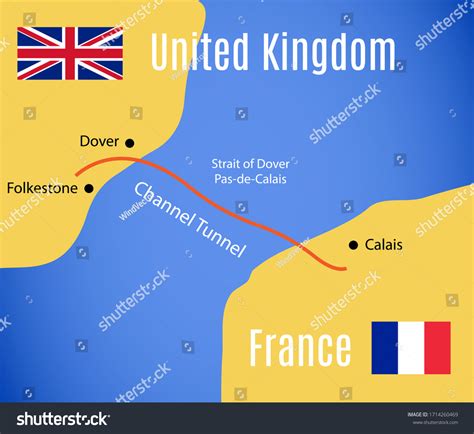 Schematic Map Eurotunnel Channel Tunnel Vector Stock Vector (Royalty ...