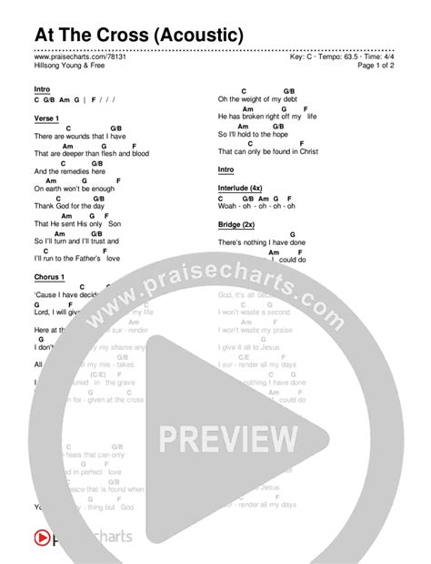 At The Cross (Acoustic) Chords PDF (Hillsong Young & Free) - PraiseCharts