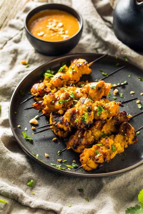 Thai Chicken Satay Skewers With Peanut Sauce • The Wicked Noodle