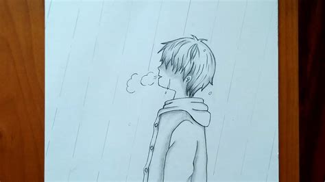 Drawing Broken Anime Boy with Rain // Step by Step Anime Boy Drawing // Anime erkek Nasıl ...