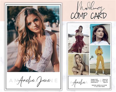 Comp Card Modeling Template | Editable photocard template for Models