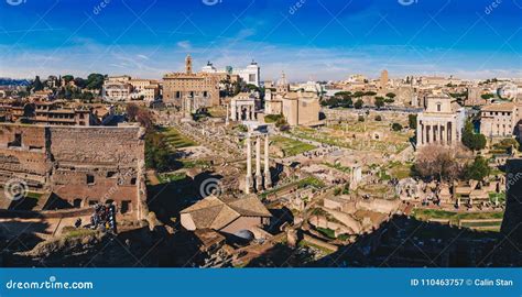 Panorama of the Roman Forum Foro Romano and Roman Ruins As See Stock Image - Image of ...