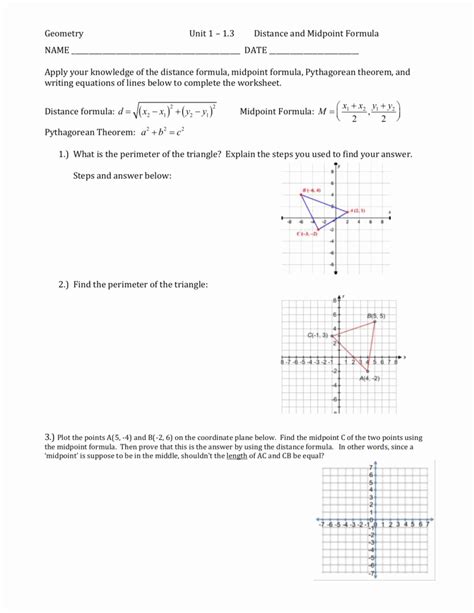 50 Midpoint And Distance Formula Worksheet