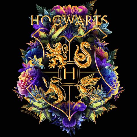 Harry Potter Hogwarts Multi-Colored Floral Crest Png File | Etsy