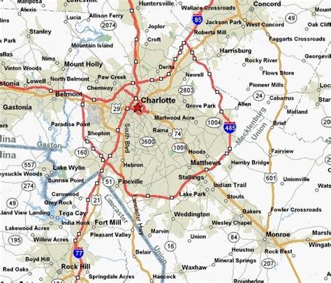 Map Of Charlotte North Carolina And Surrounding Areas | Coastal Map World