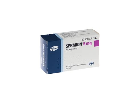 SERMION 5 mg, 45 comprimidos. Precio: 4.21€. VÍA ORAL. Nicergolina 5 mg ...