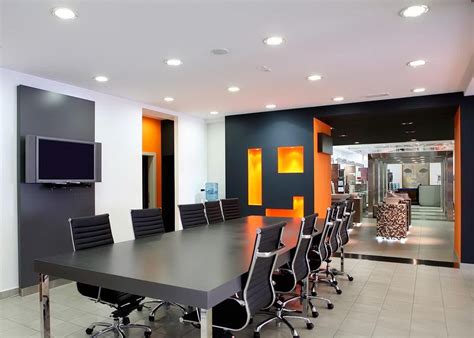 Black White Orange Wall Color For Modern Office Meeting Interior What are the best wall colors ...