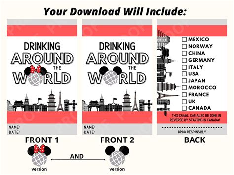 EPCOT Drink Around the World Passport Editable Template Instant Download - Etsy