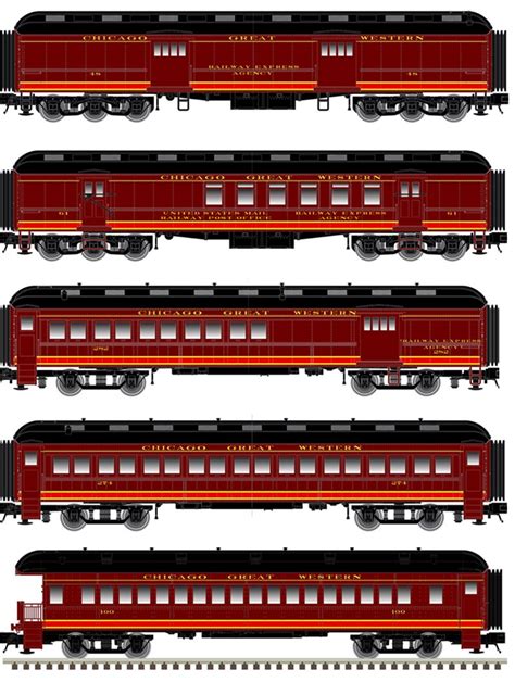 50005126 - 60' Passenger Car Chicago Great Western 5-Pack - Trainman N Scale