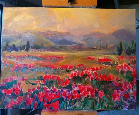 New Painting in Progress- Tulips Field of Flowers