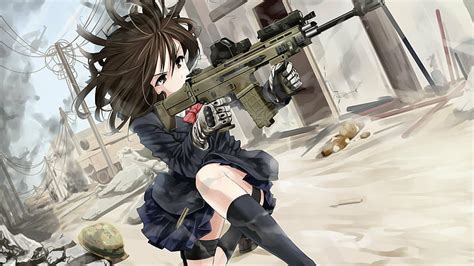 1366x768px | free download | HD wallpaper: acr, anime, call, duty, eotech, girls, guns ...